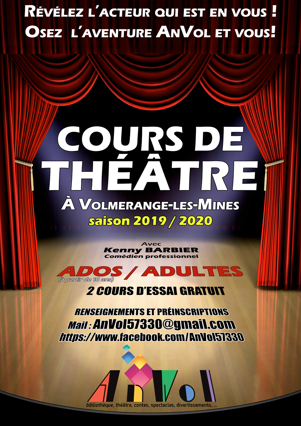 Affiche Cours Théâtre Adultes 2019 2020